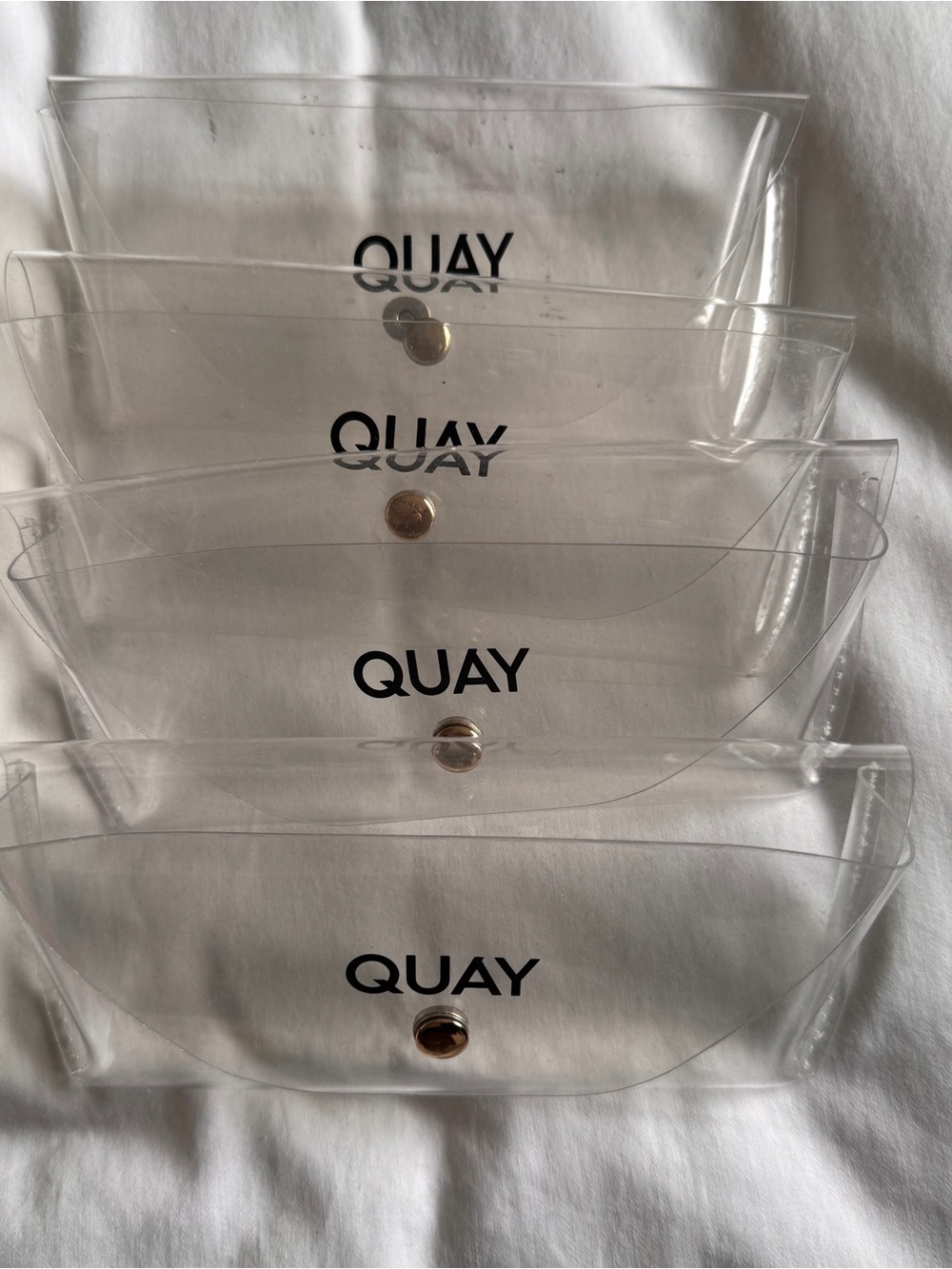 Quay Australia Clear Vinyl Sunglasses Pouch with Gold Snap